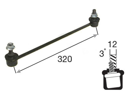 FRONT RH SWAY BAR LINK HONDA GD# 320mm L M12 ENDS OFFSET - 12Q023