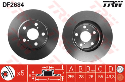 TRW Brake Rotor 255Mm X 26 Min