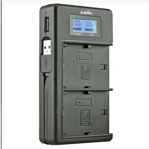 JUPIO USB LCD DUAL BATTERY CHARGER FOR CANON LP-E6 / LP-E6N