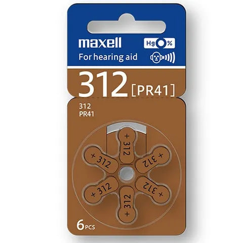 Maxell ZA13 / ZA312 Hearing Aid Batteries – 6-Pack, Eco-Friendly & Compatible with All Brands