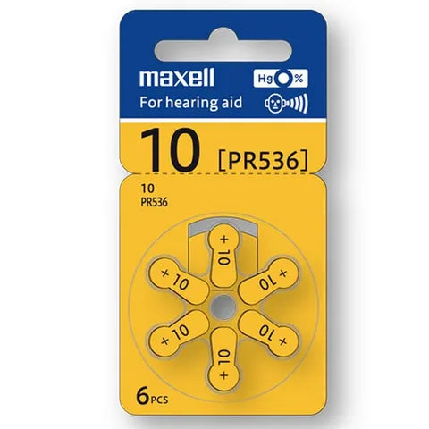 Maxell ZA10 6-Pack Hearing Aid Batteries – Premium, Eco-Friendly, Compatible with All Brands