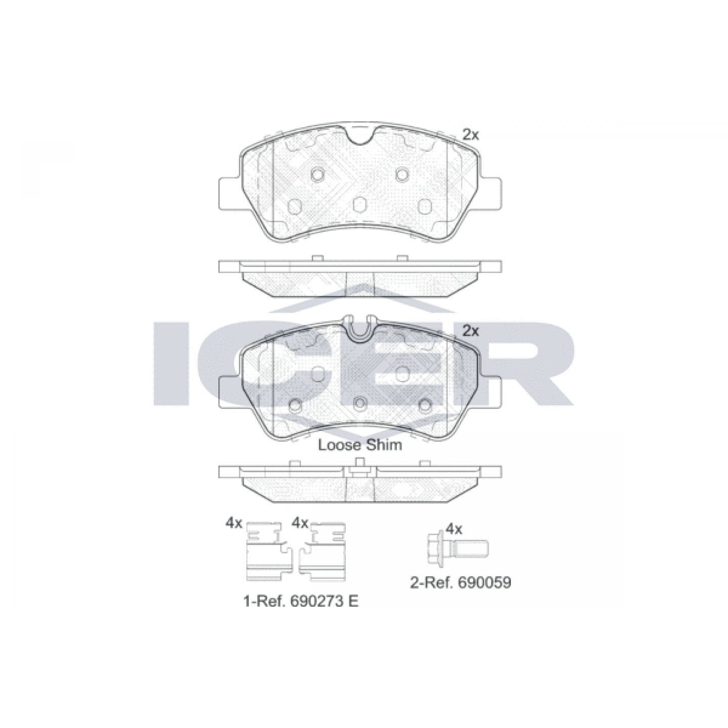 ICER DISC PADS Rear Ford Transit Custom 2012> - 142116