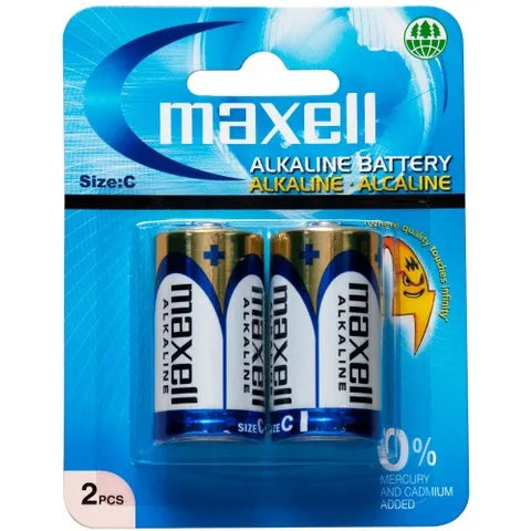 Maxell C Alkaline Battery 2-Pack – Reliable Power for Toys, Flashlights & Household Devices