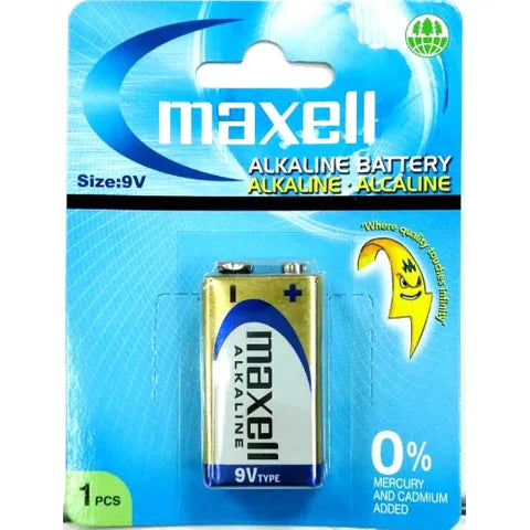 Maxell 9V Alkaline Battery 1-Pack – Reliable Power for Smoke Alarms, Toys & Electronics