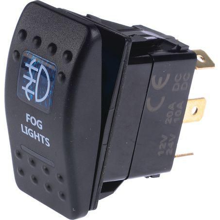 DRIVETECH 4x4 Rocker Fog Light Switch On/Off SPST 12 or 24V Blue Illumination (C