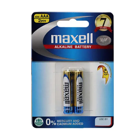 Maxell AAA 1.5V Alkaline Battery – 2-Pack Blister for Remotes, Toys, Flashlights & Small Devices