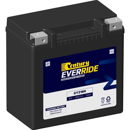 EVERRIDE Century EverRide AGM VRLA Motorcycle Battery 12V 13AH 18 Month Warranty GYZ16H