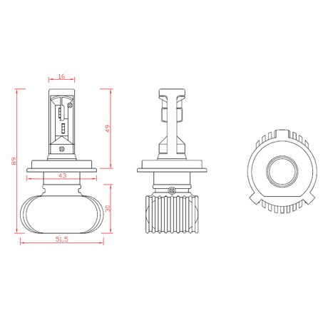 MAXITRAC Maxi Trac H4 LED Headlight Bulb Pair, 12/24V 5600Lm 6000K MTLG-H4