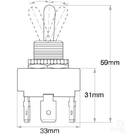 OEX Toggle Switch Mom On - Off - Mom On - DPDT (Contacts Rated 15A)