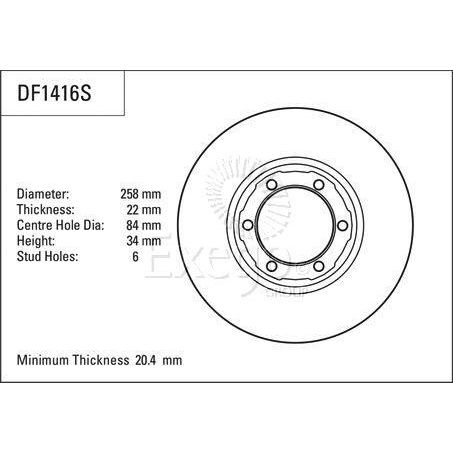 TRW Disc Brake Rotor 258mm x 20.4 min