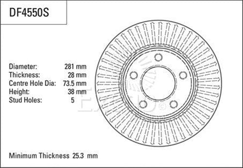 TRW Brake Rotor 281mm x 25.3 Min
