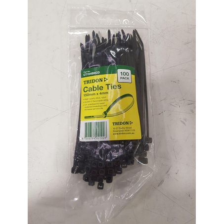 SAS AUTO PARTS CABLE TIE 150MM X 4MM 100 PK TRI-CT154BKCD