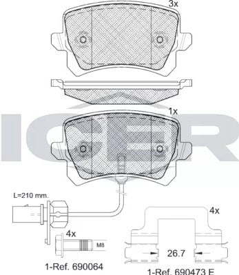 Disc Pads Rear Audi RS3 RSQ3 TTRS - 181857-203