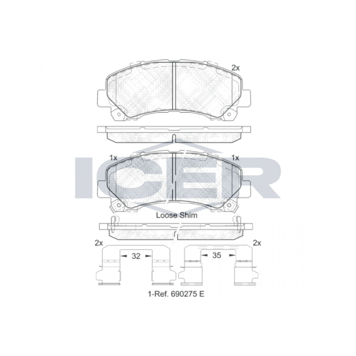 ICER FRONT DISC PADS HOLDEN COLORADO 08> ISUZU D-MAX - 182082