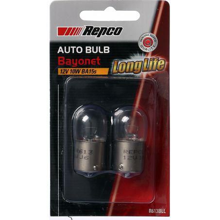 Repco R10W Bayonet Globe 12V 10W BA15s Pack of 2 R613BLL