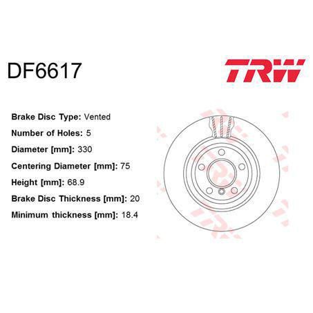 TRW Disc Brake Rotor 330mm x 18.4 Min