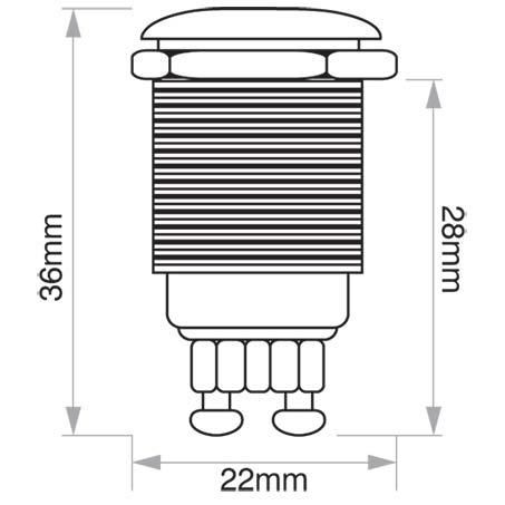 Narva Push Button Switch Momentary On SPST (Contacts Rated 20A @ 12V)