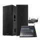 Cerwin Vega Pro Audio Wireless Band Setup with 2Ã—15â€ Tower Speakers and Audio Mixer
