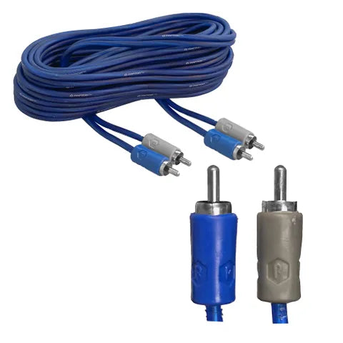Neon Blue RCA Cable | 4.57m (15ft) | 2-Channel (2 RCA to 2 RCA)