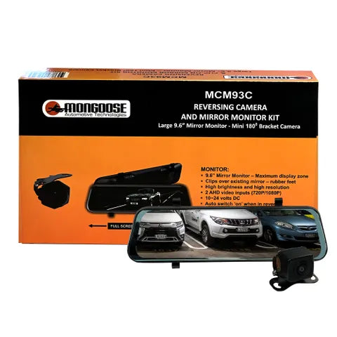 Mongoose 9.6” Clip-On Mirror – Full HD Monitor & Camera Kit