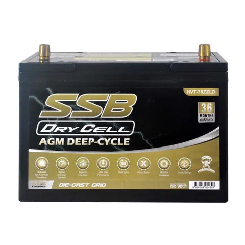 SSB 12V 105Ah AGM Deep Cycle Dual-Purpose Battery – 780CCA, Ultra High Performance (27LX MF)