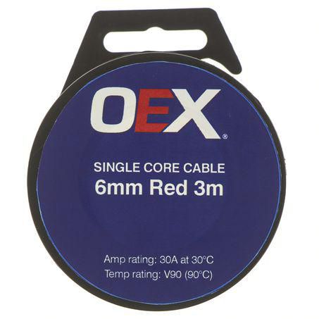 A GAS 6MM SINGLE CORE CABLE RED 3M