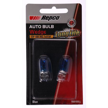 Repco W5W Wedge Globe 12V 5W W2.1x9.5d Pack of 2 R501BBLL