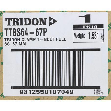 Tridon T-Bolt Hose Clamp 64-67mm Full Stainless Steel TTBS64-67P
