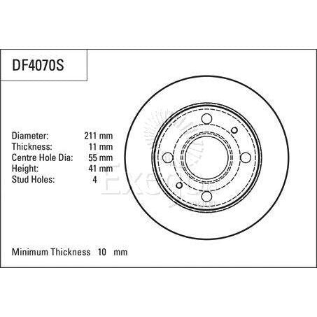 TRW Disc Brake Rotor 211mm x 10 Min