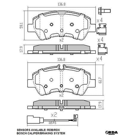 RDA BRAKES RDA Phantom Ceramic Brake Pad Set RDC2345