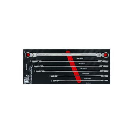 T & E TOOLS T&E Gear Ratchet Wrench Set Double Flex Extra Long 8-19mm 6pc HPG6