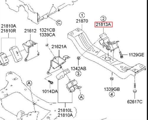 HYUNDAI H1 ILOAD MANUAL TRANSMISSION MOUNT 21832-4H000