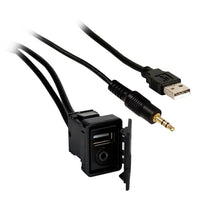 USB & 3.5mm AUX Extension Cable with Protective Cover | Flush Mount Panel Adapter