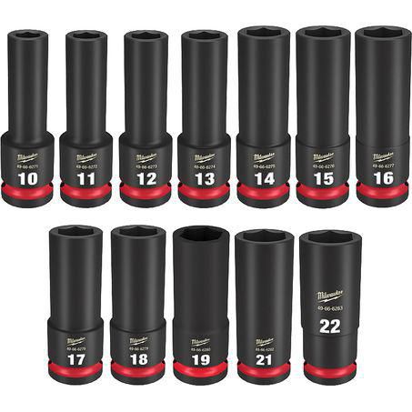 Milwaukee 12 Pc 1/2in Dr Deep Impact Socket Set - Metric 49667054