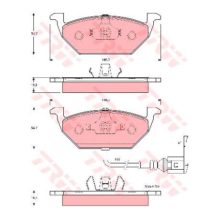 TRW Brake Pad Set Inc. Wear Sensor (DB1405)