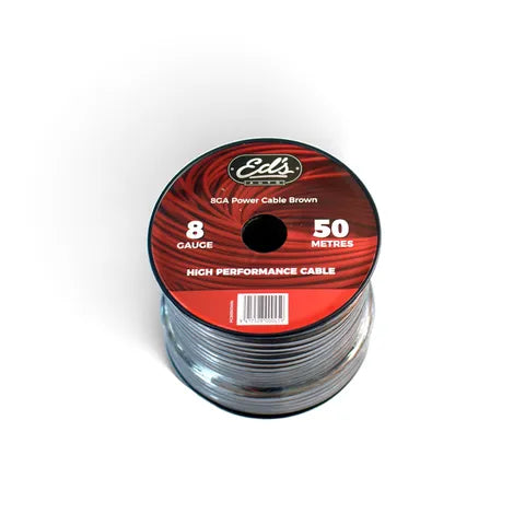 EDS EBP-08-50M 8 Gauge (8.35mmÂ²) CCA Power Cable | Frosted Brown | 50 Metre Roll