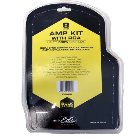 EDS 8 Gauge Amplifier Wiring Kit | Mini-ANL Fuse | Up to 600W RMS