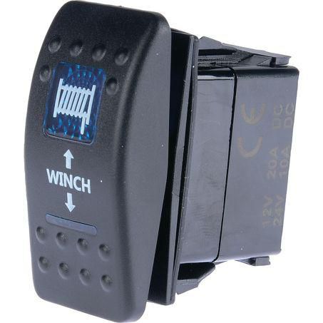 DRIVETECH 4x4 Rocker Winch Switch Mom On/Off Mom On SPDT 12 or 24V Blue Illumina
