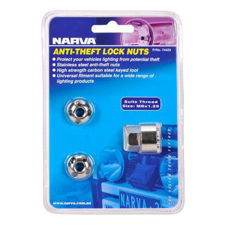 NARVA Security Lock Nuts Suit Thread M8 x 1.25 2PK 74423