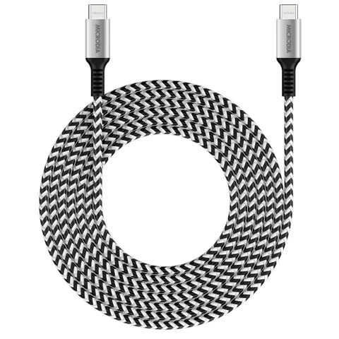 MICRODIA Execable Tweed PD100W USB-C to USB-C Cable â€“ 2.6m, Zebra Pattern, High-Speed Charging & Data Transfer