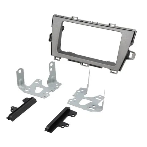 "SUITS TOYOTA PRIUS DOUBLE DIN DASH KIT (2009-2015) | SILVER, RHD WITH SUITS TOYOTA SIDE BRACKETS"