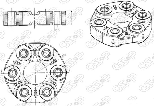 DRIVESHAFT COUPLING BMW E81 82-88 F20 E90 F30 F35 96mmPCD - 510596