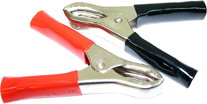 BATTERY CLAMP PAIR STEEL JAW 60AMP BLACK & RED - 28-104