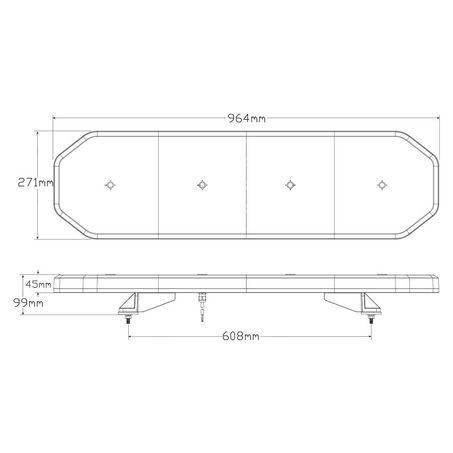 LED Autolamps 10/30V Amber Emergency Bar Clear Lens With Amber LEDs 19 Selectable Flash Patterns LB964ACM