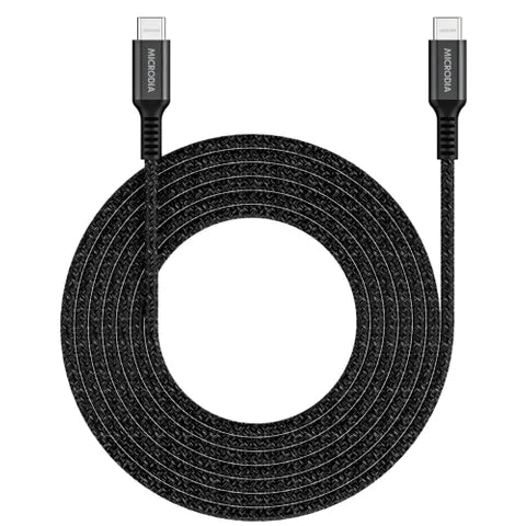 MICRODIA ExeCable™ Tweed PD100W USB-C to USB-C Cable – 2.6m Charcoal, Fast Charging & High-Speed Data