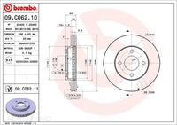 BRAKE ROTOR FRONT NISSAN TIIDA 130HUBID 238*22*20 VENT 4STUD 61id 44HT - 09.C062.11