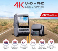 Viofo A129 Pro Duo Dashcam – 4K Front + 1080P Rear Dual Wi-Fi GPS