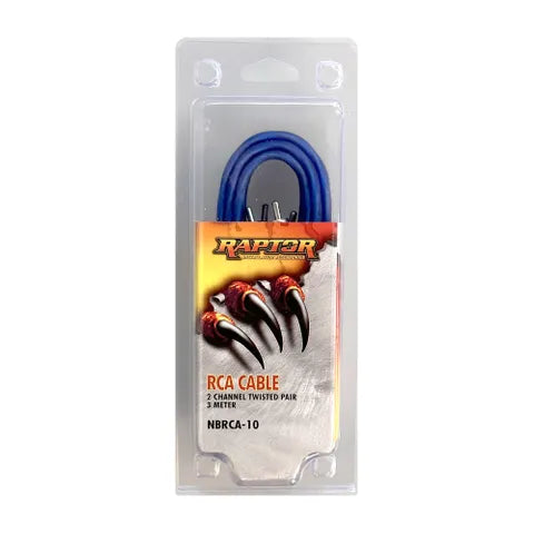 Neon Blue RCA Cable | 3 Meter (10 ft) 2-Channel Audio Interconnect