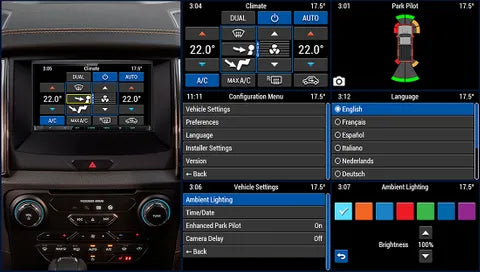 Ford Ranger PX2/PX3 Sync 3 Fitting Kit (2015-2022) | 8" Display Retention, Black Facia & Harness