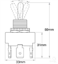 OEX Toggle Switch Mom On - Off - Mom On - DPDT (Contacts Rated 15A)